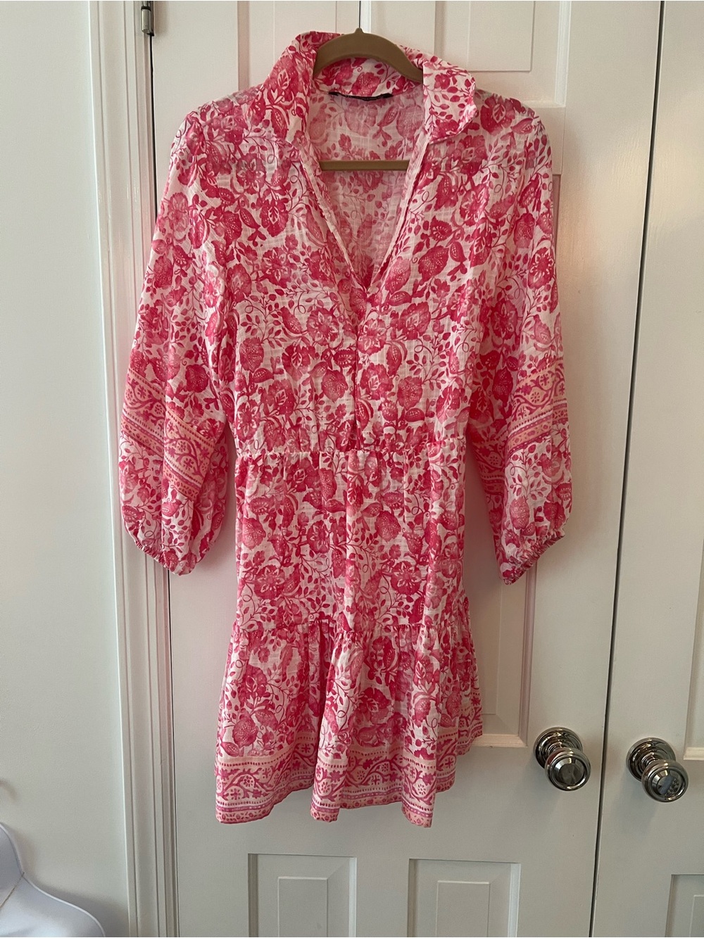 Zara Pink Floral Button-Front Mini Dress